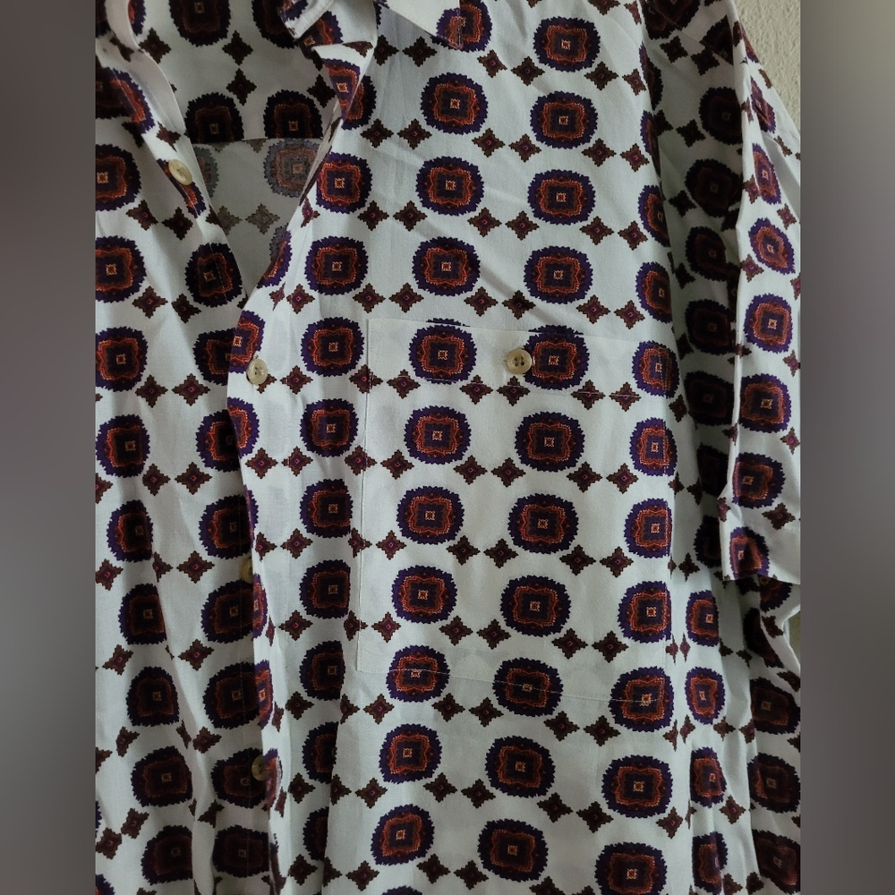 Feldini Sz Large Geometric Pattern Button Up Shirt - image 3